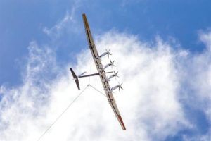 A flying Makani aircraft.